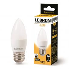 Лампа светодиодная Lebron LED L-C37 4W 4100K 220V E27 (11-13-42)