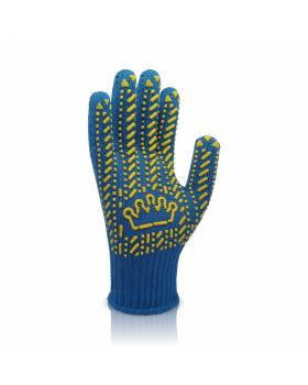 Перчатки трикотажные Корона с ПВХ точкой синие (10 р)